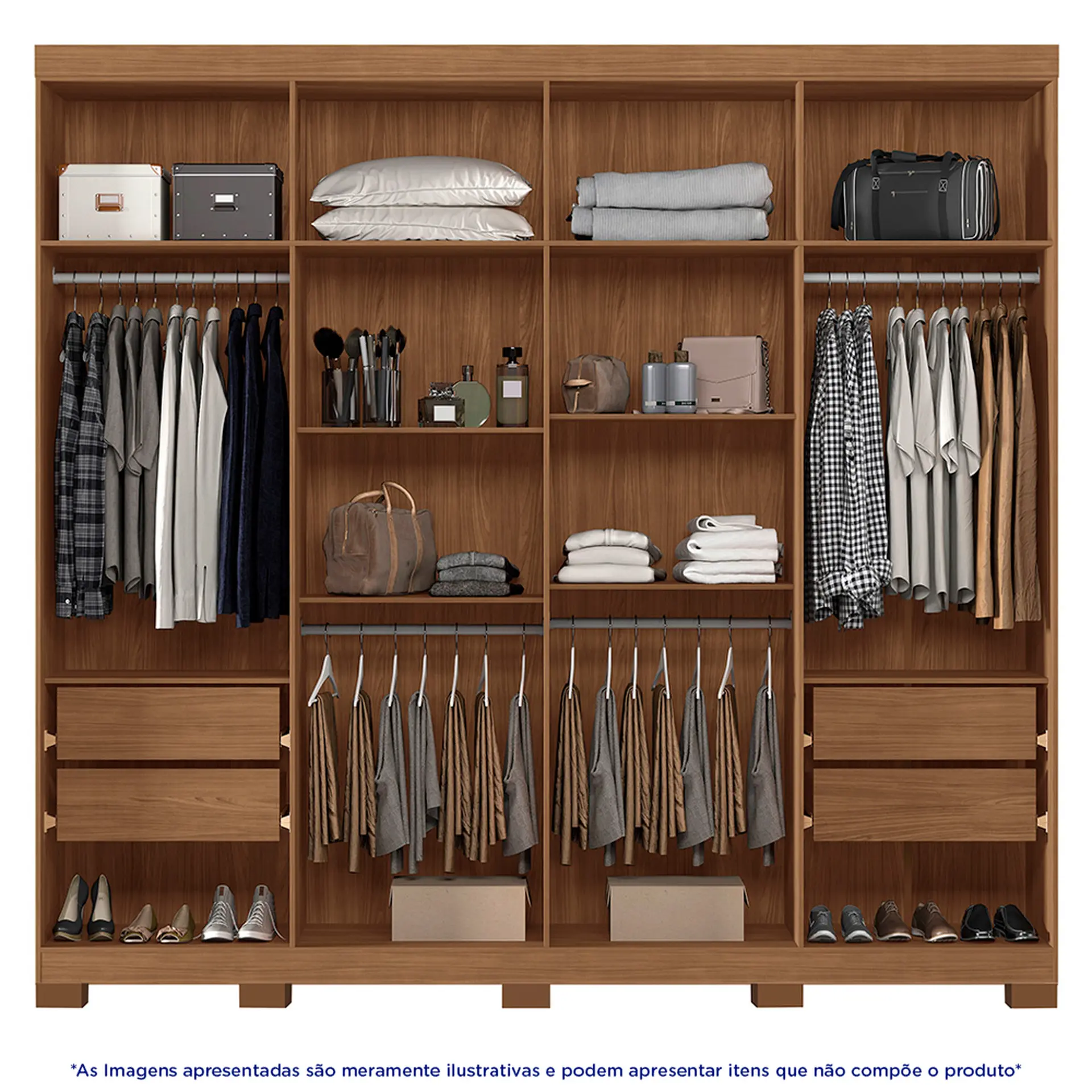 Guarda-Roupa Casal 8 Portas Bater 4 Gavetas Master Santos Andirá - Jatobá/Areia