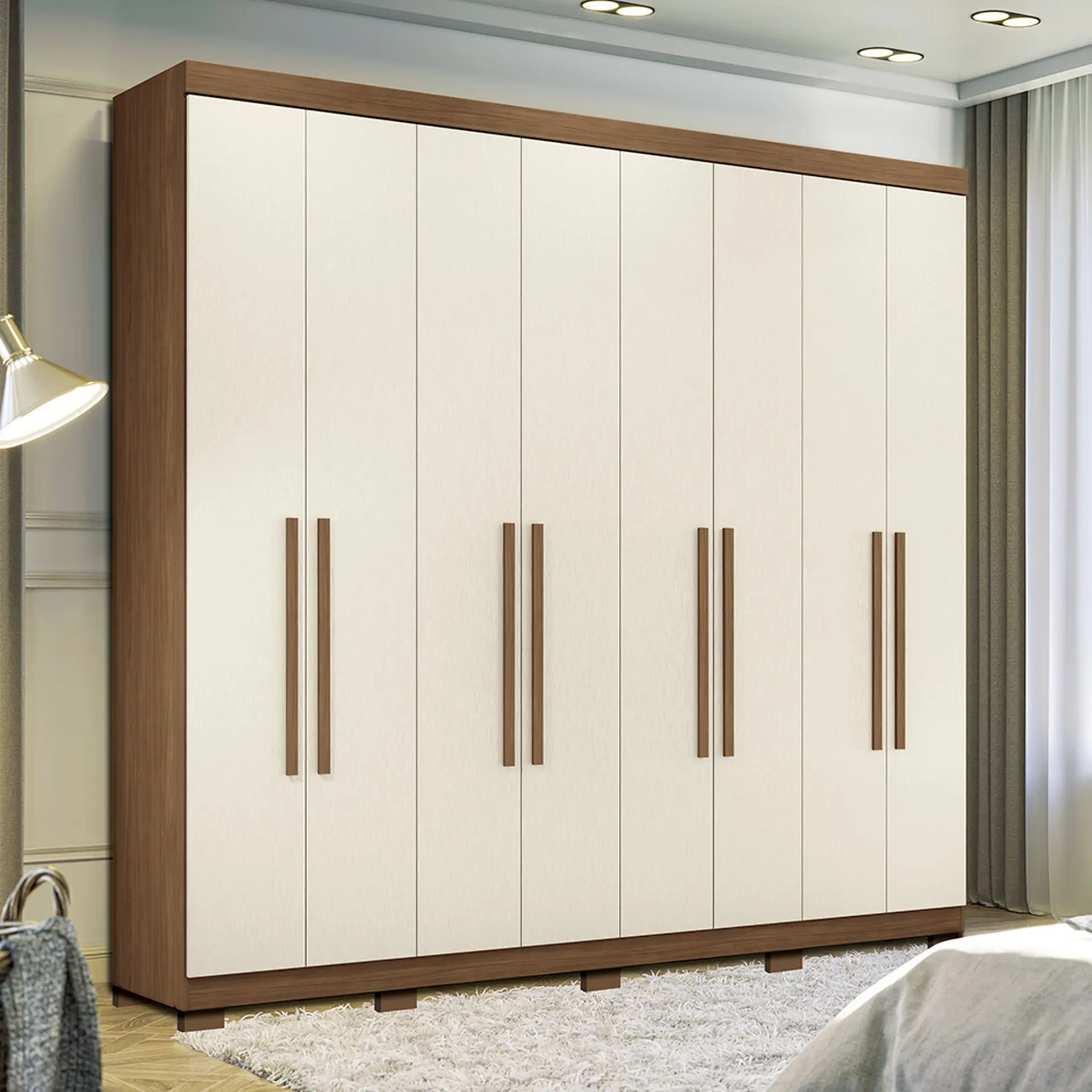 Guarda-Roupa Casal 8 Portas Bater 4 Gavetas Master Santos Andirá - Jatobá/Areia