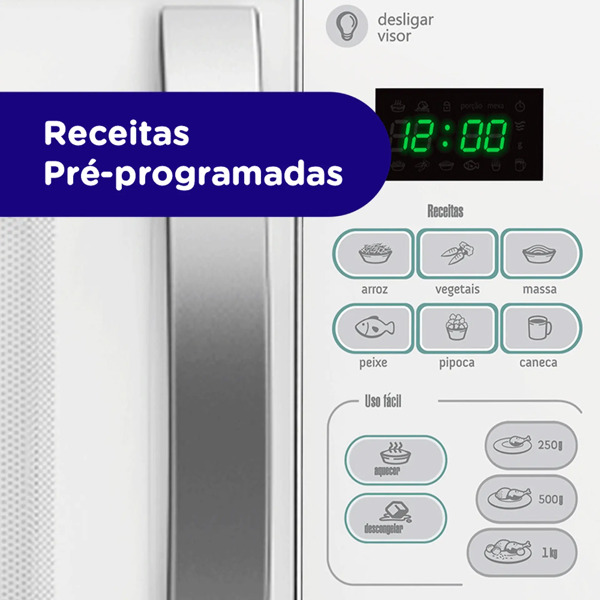 Micro-ondas Consul 20L 620W Função Descongelar Trava Painel CMA20BB - Branco - 110 Volts