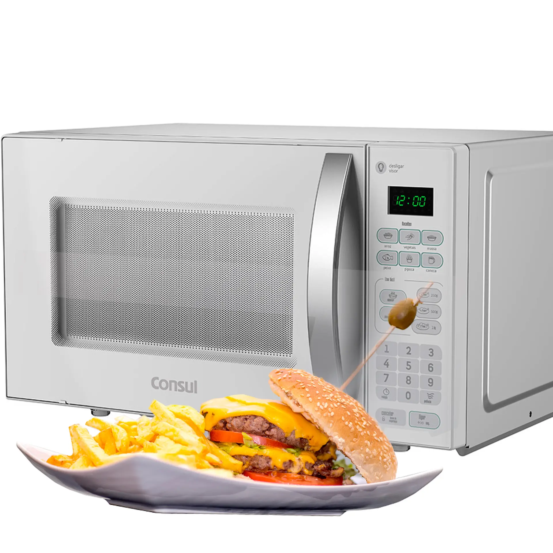 Micro-ondas Consul 20L 620W Função Descongelar Trava Painel CMA20BB - Branco - 110 Volts