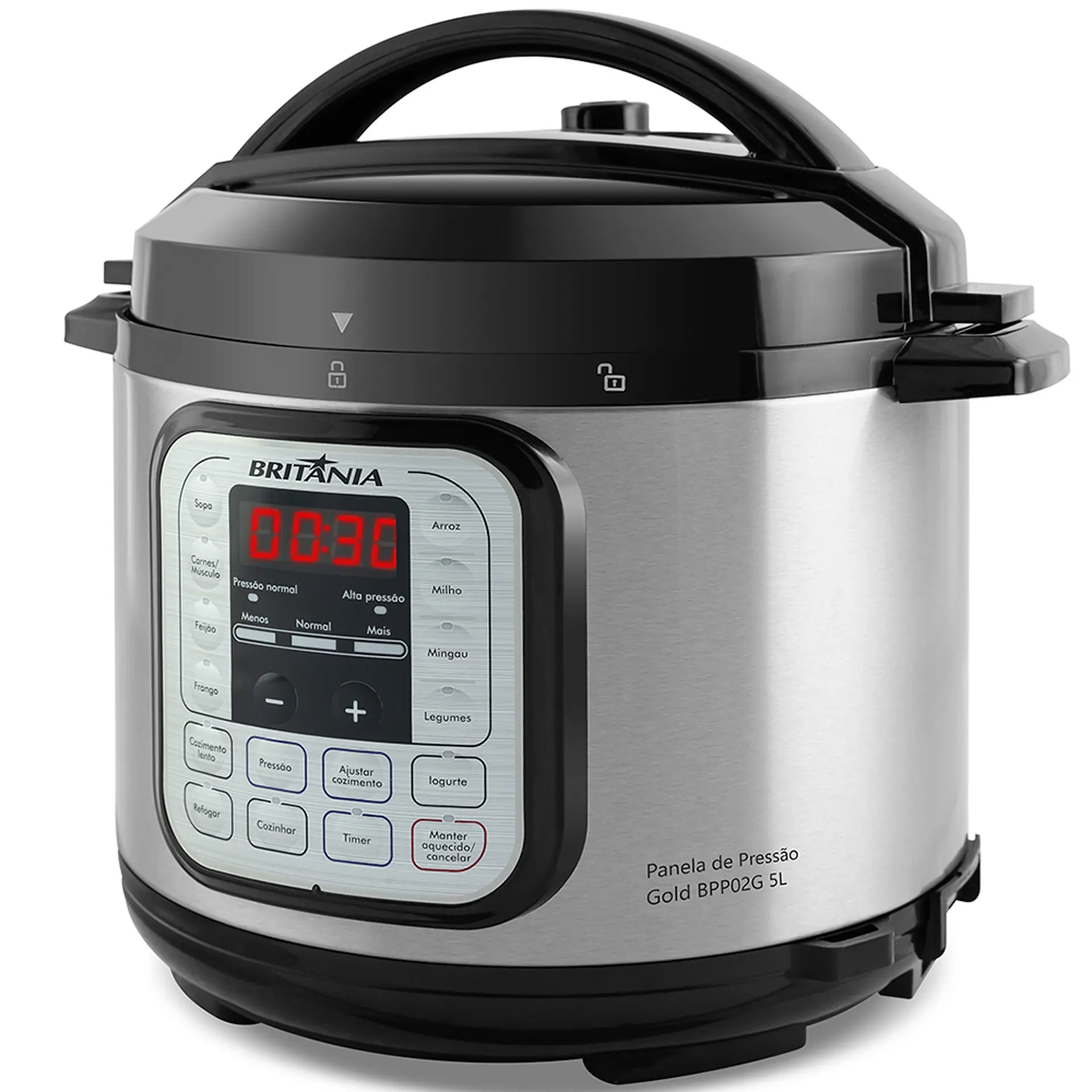 Panela Elétrica de Pressão Britânia 10 Xícaras 5L Gold BPP02G - Preto/Inox - 220 Volts