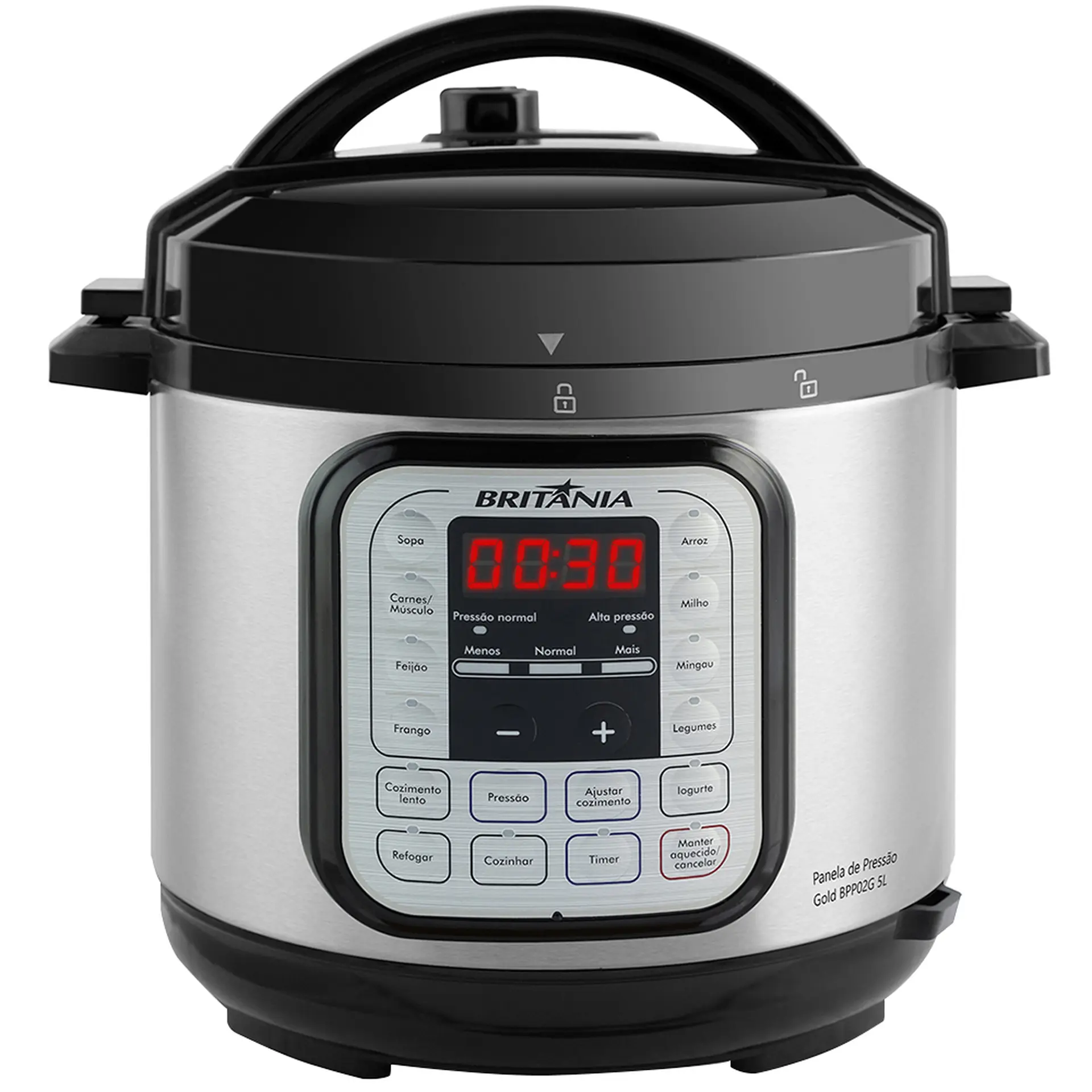 Panela Elétrica de Pressão Britânia 10 Xícaras 5L Gold BPP02G - Preto/Inox - 220 Volts