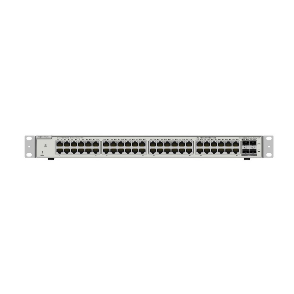 Switch PoE+ Gerenciável L3 Ruijie | Reyee RG-NBS5200-48GT4XS-UP 48 Portas Gigabit +4 SFP+ 10G