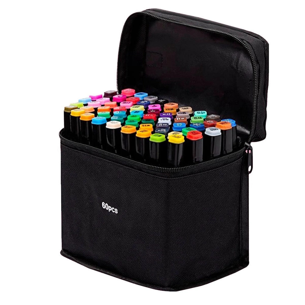 Kit Caneta Touch Permanente 60 Unidades Ponta Dupla