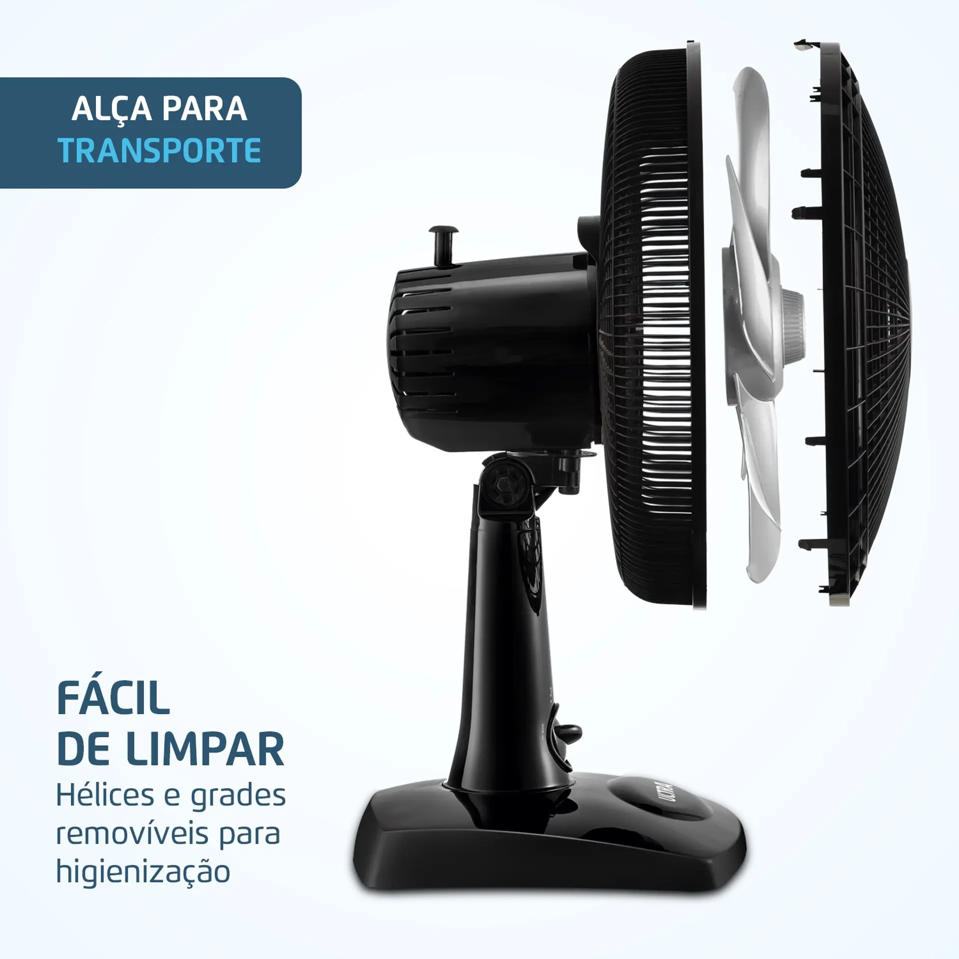Ventilador de Mesa Mondial Ultra V-UT-30-02 30cm 6 Pás 3 Velocidades - Preto/Prata - 110 Volts