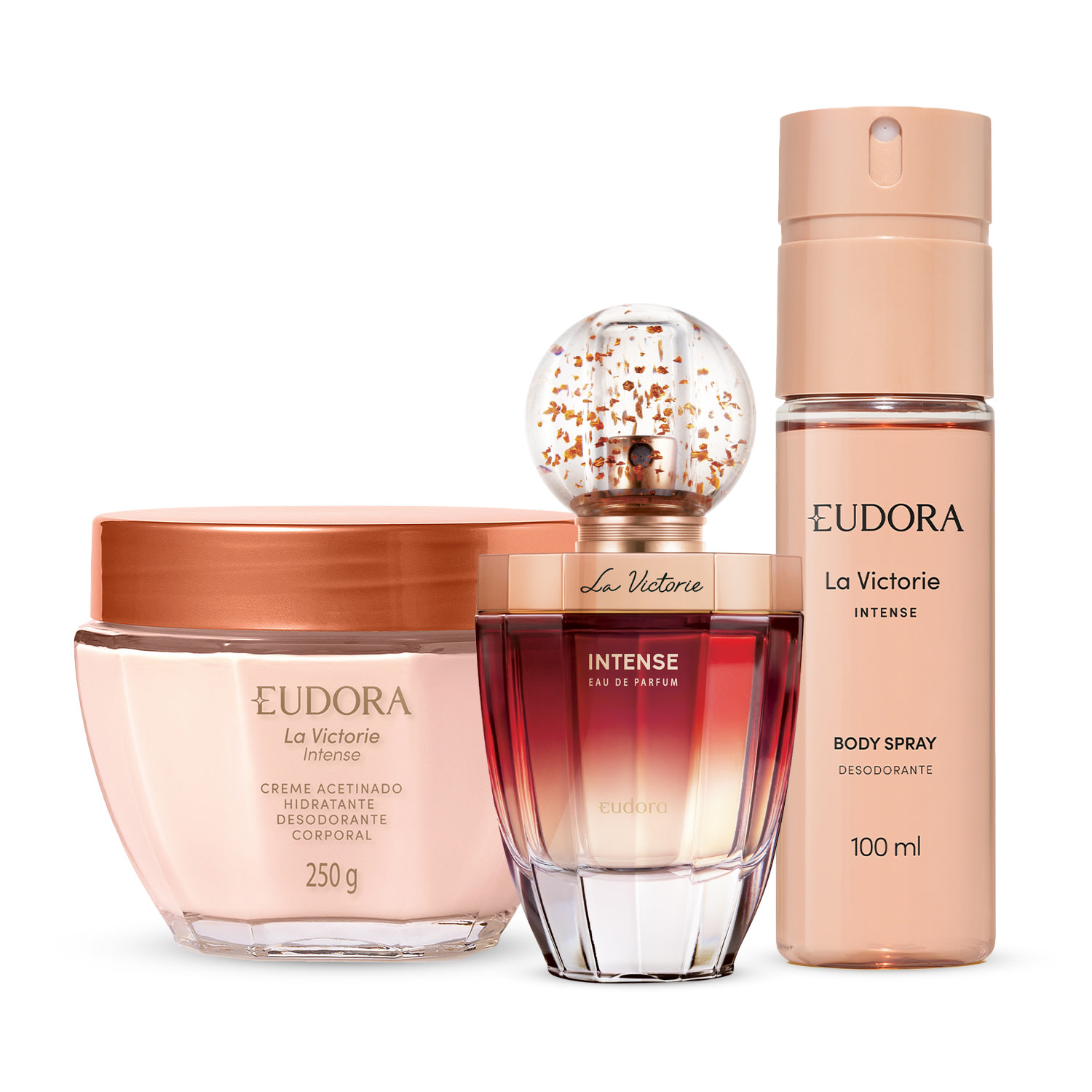 Combo La Victorie Intense: Eau de Parfum 75ml + Body Spray 100ml + Creme Acetinado 250g