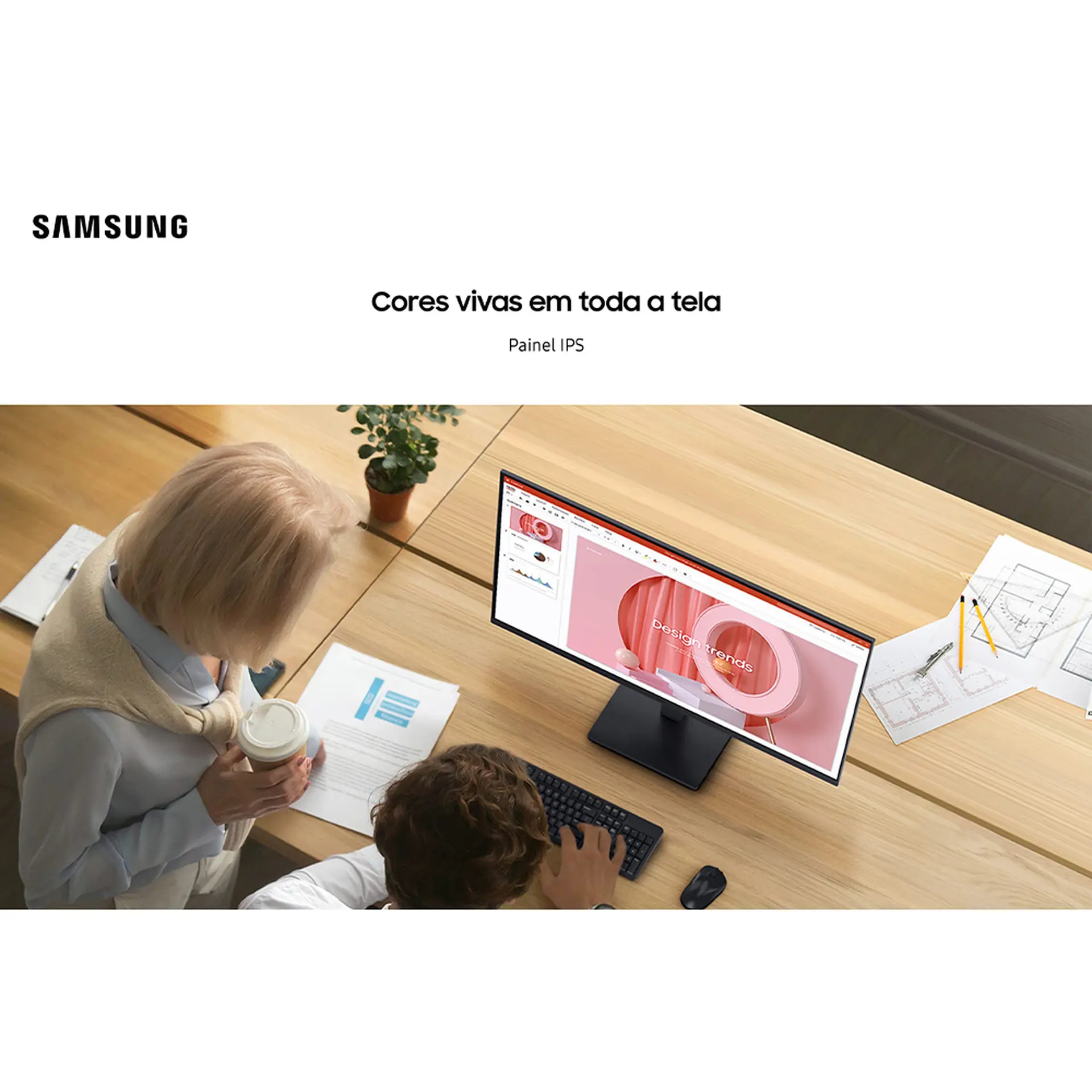 Monitor Gamer Samsung 27" Wide Full HD HDMI VGA LS27D300GALMZD - Preto - Bivolt