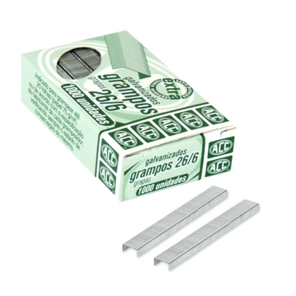 Grampos Galvanizado 26/6 Caixa com 1000 Unidades - ACC - 9.24.13.21-2