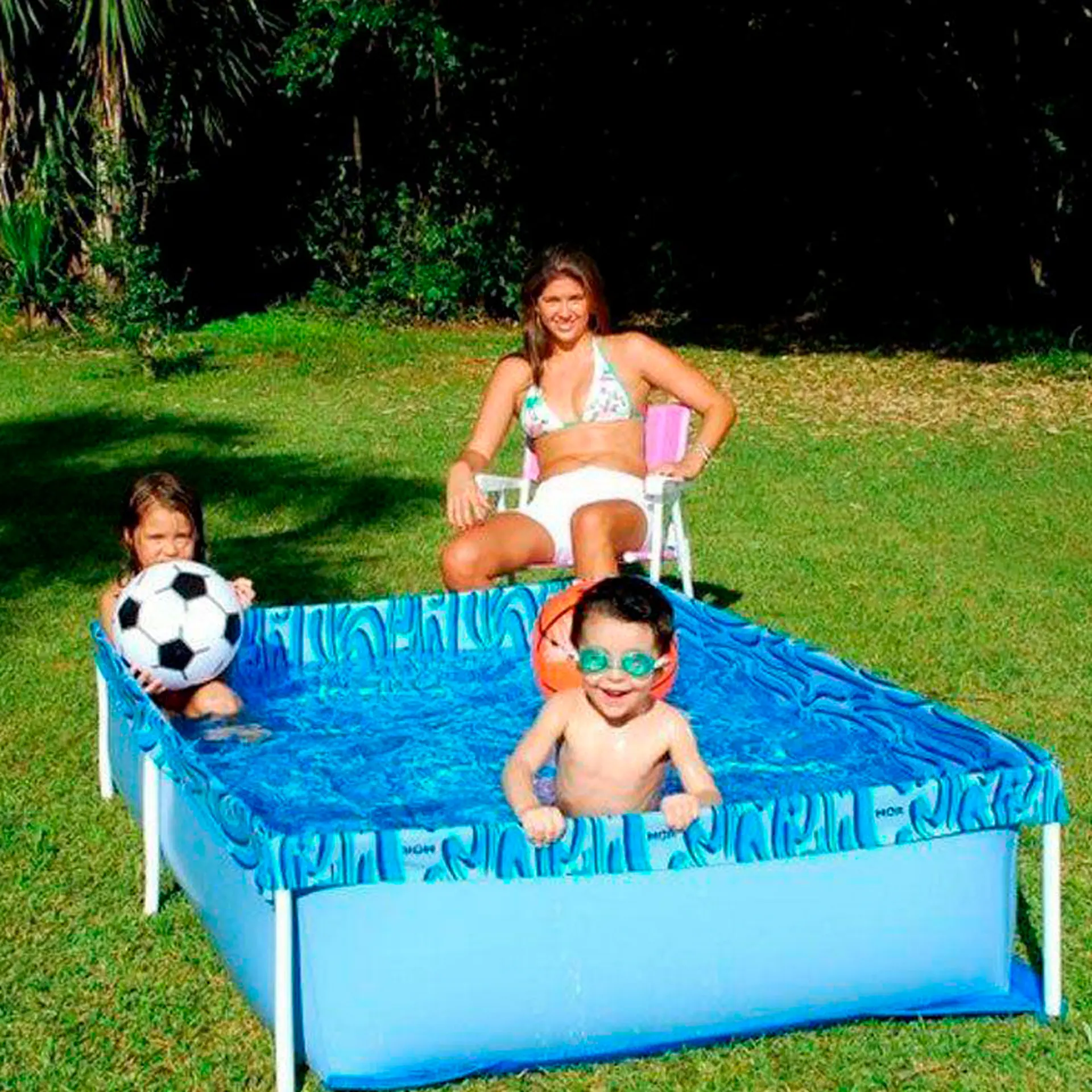 Piscina com Armação de Ferro Lona em PVC Mor Retangular 1000L