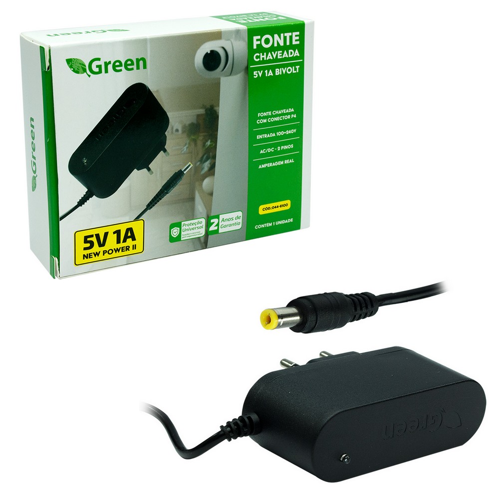Fonte Chaveada 5V 1A Plug 5,5 X 2,1mm Bivolt Green 0446100
