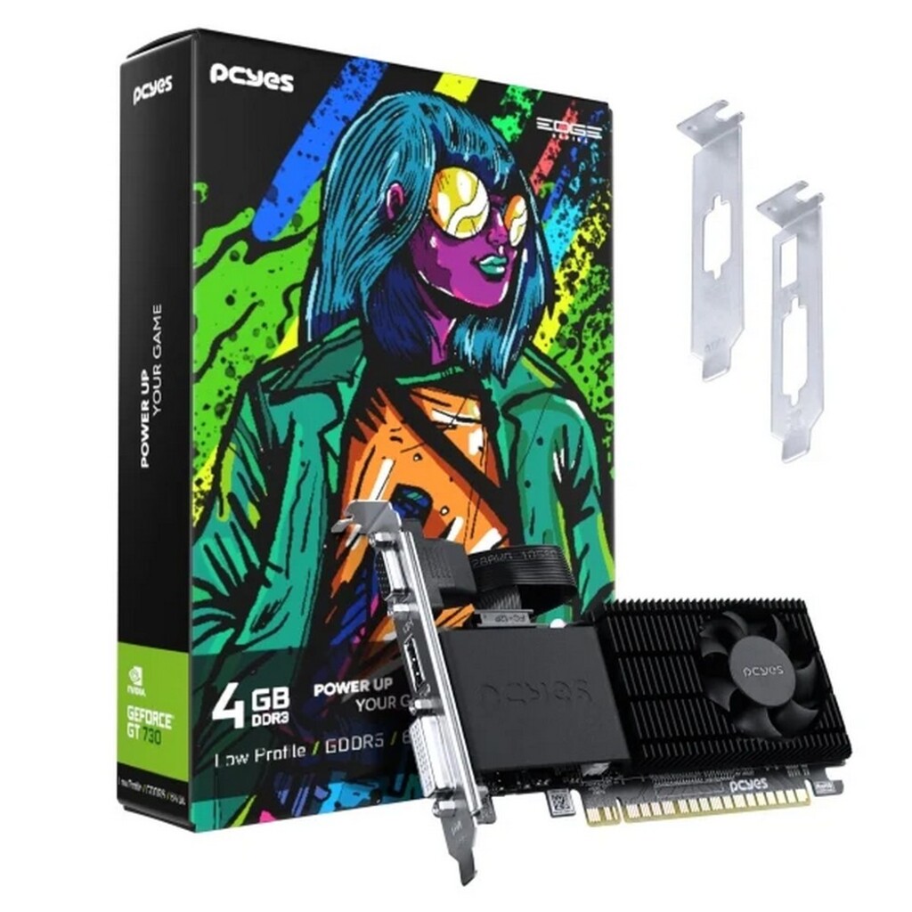 Placa de Video Pcyes GeForce GT730 4GB DDR5 64Bits HDMI DVI VGA PVGT730GB4PE