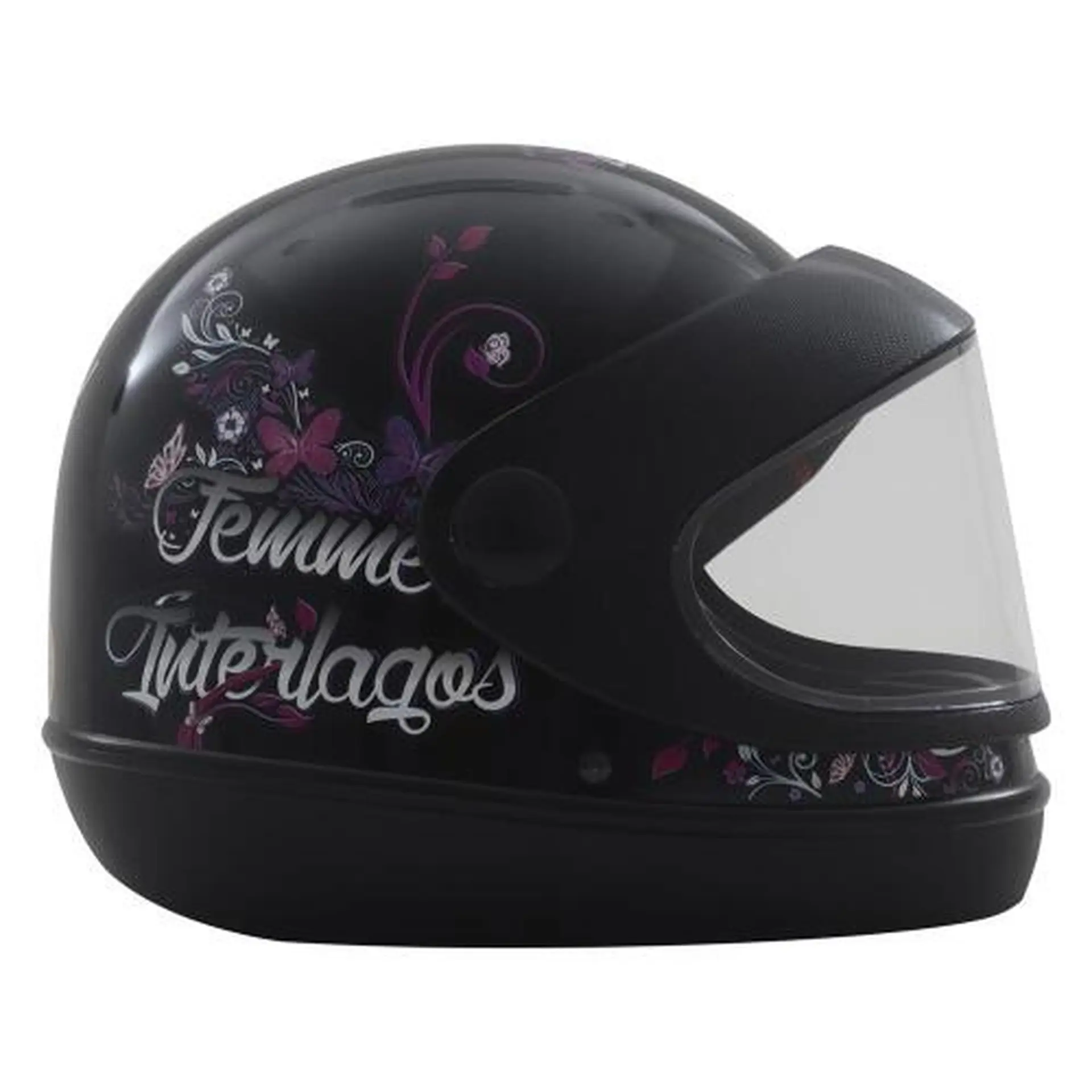 Capacete de Moto Fechado 58 Gow Interlagos com Engate Micrométrico - Pto/Bco/Rosa