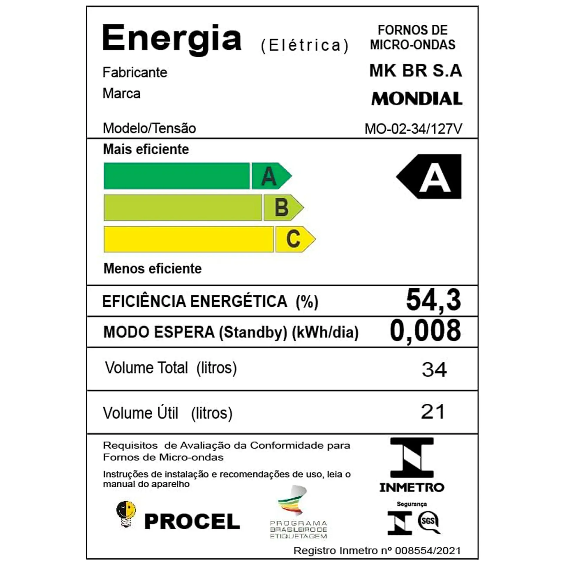 Micro-ondas de Bancada Mondial 34L Espelhado Menu dia a dia MO-02-34-E - Prata/Espelhado - 110 Volts