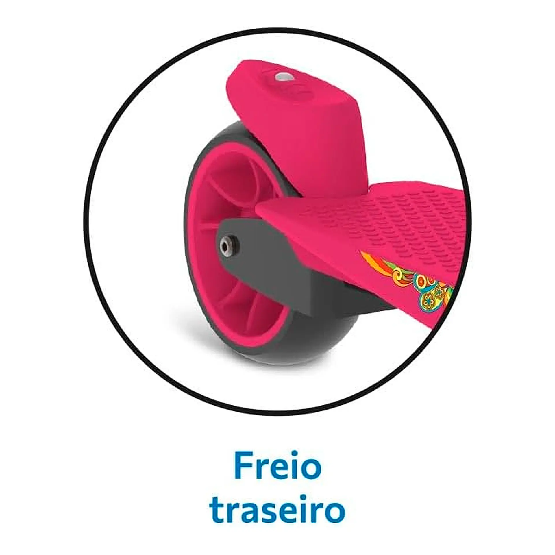 Patinete Skatenet 3 Rodas com LED Bandeirante Max - Rosa