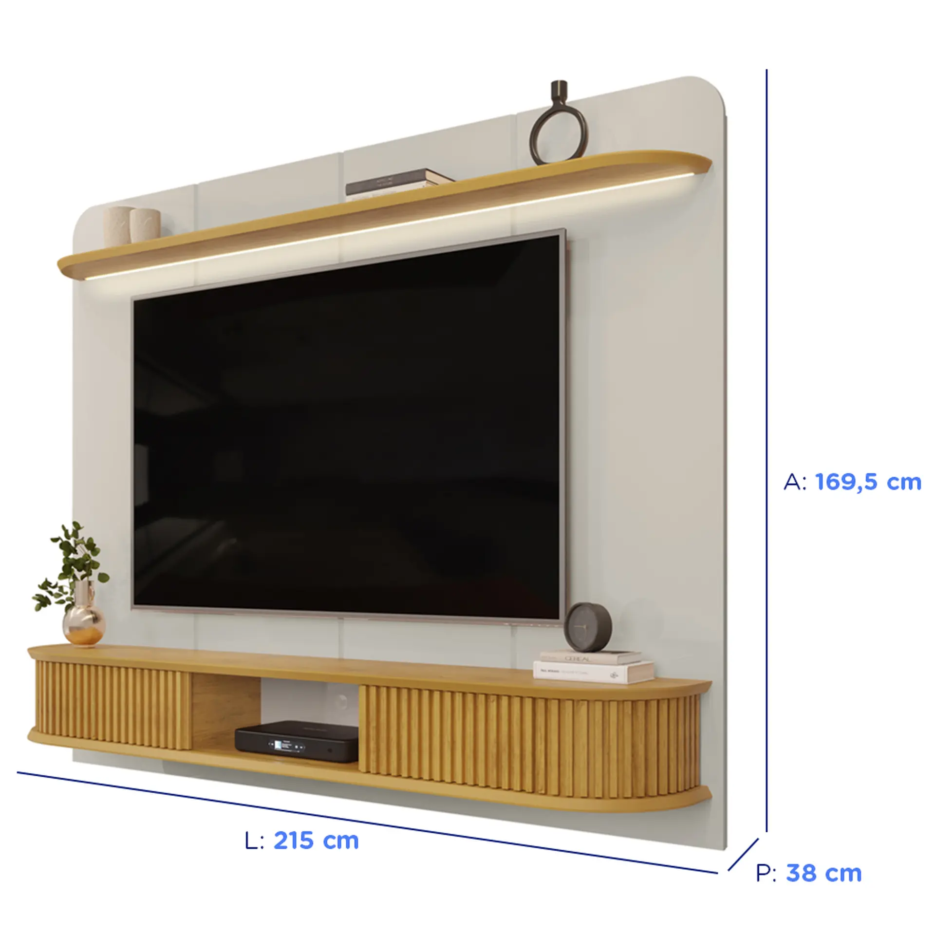 Painel para TV até 75" 2 Portas LED DJ Móveis Capri - BALI/CEDRO