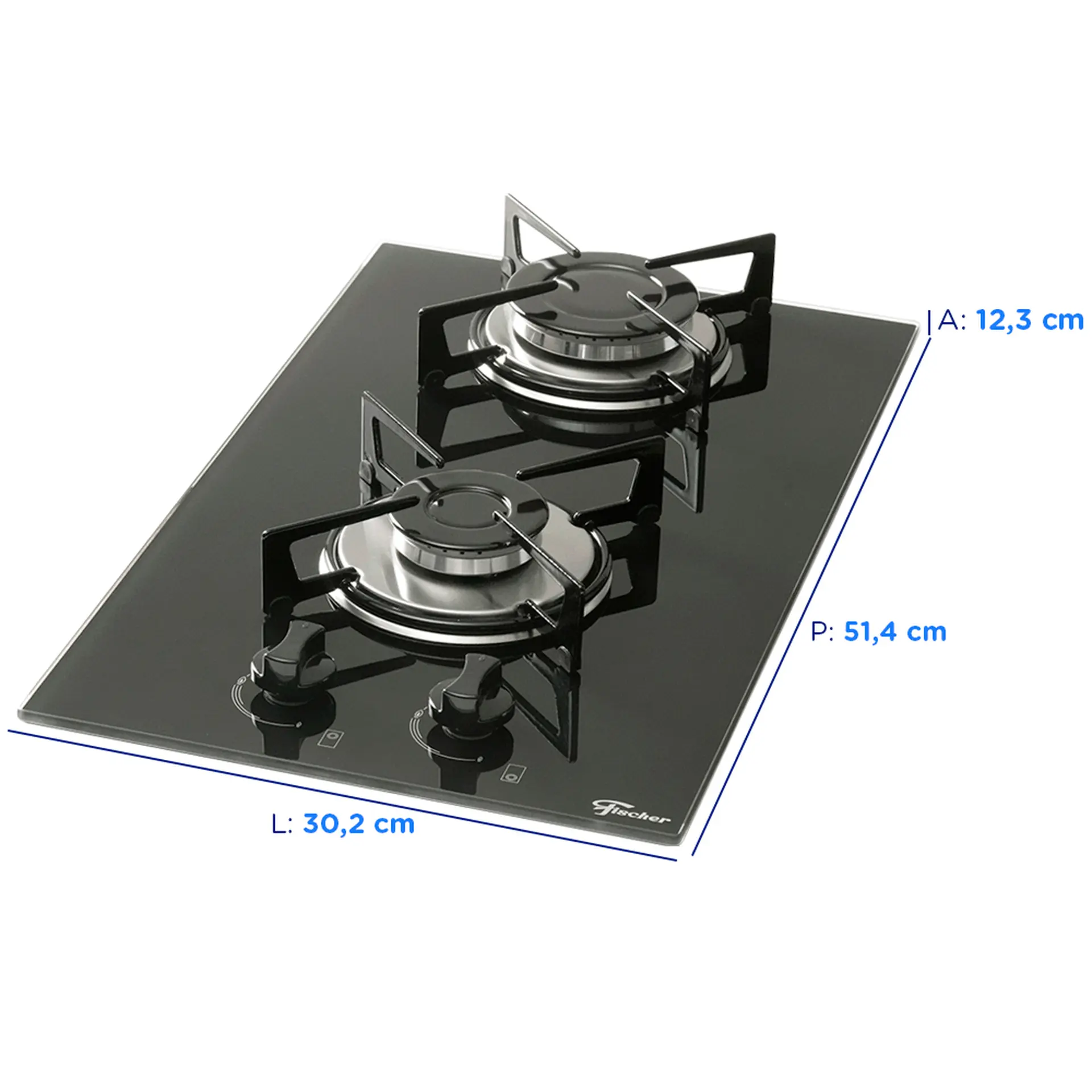 Cooktop a Gás Fischer 2 Bocas Superautomático Mesa em Vidro - Preto - Bivolt