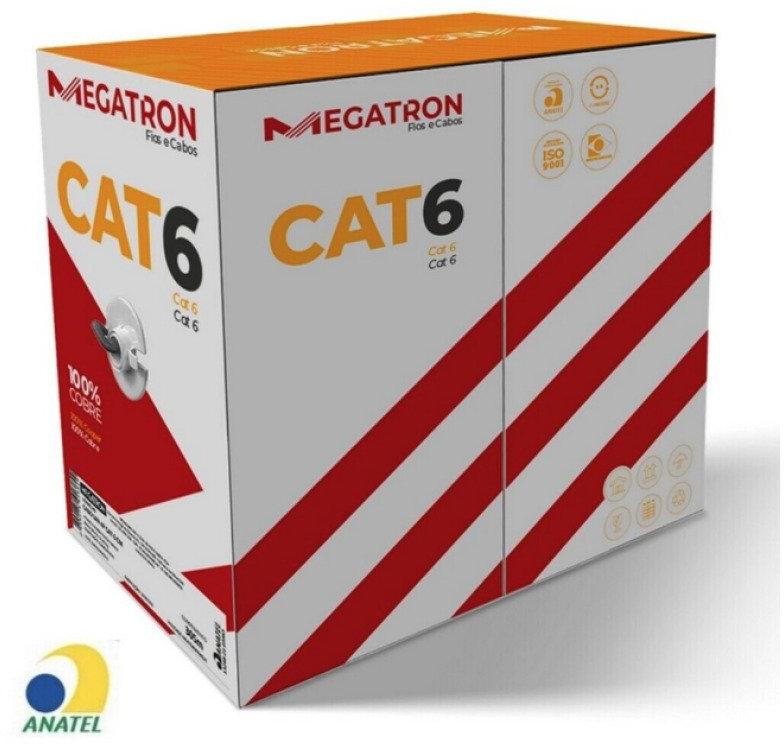 Cabo de Rede 23AWG Megatron Cat.6 4 Pares Vermelho 2382 Caixa 305m 100% Cobre Homologado ANATEL