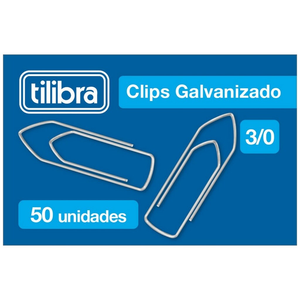 Clips Metálico Galvanizado 3/0 Tilibra - Caixa com 50 Unidades - 300527