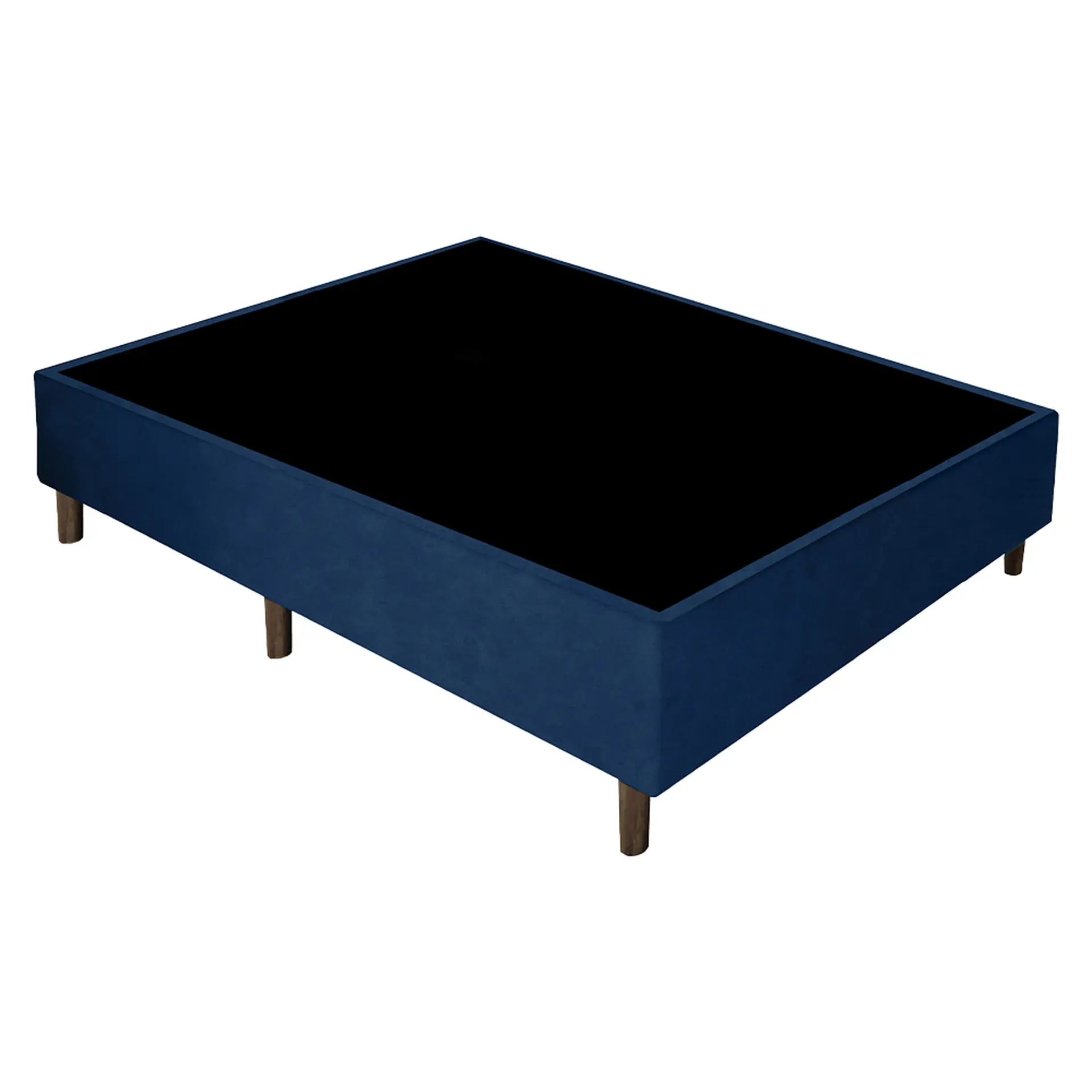 Base Cama Box Gazin Casal Sommier Suede Liso 138x188 - Azul Marinho
