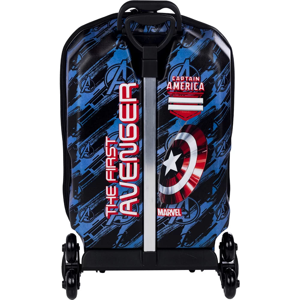 Mochila com Rodas Infantil Diplomata Capitão América Rodinha Tripla Grande