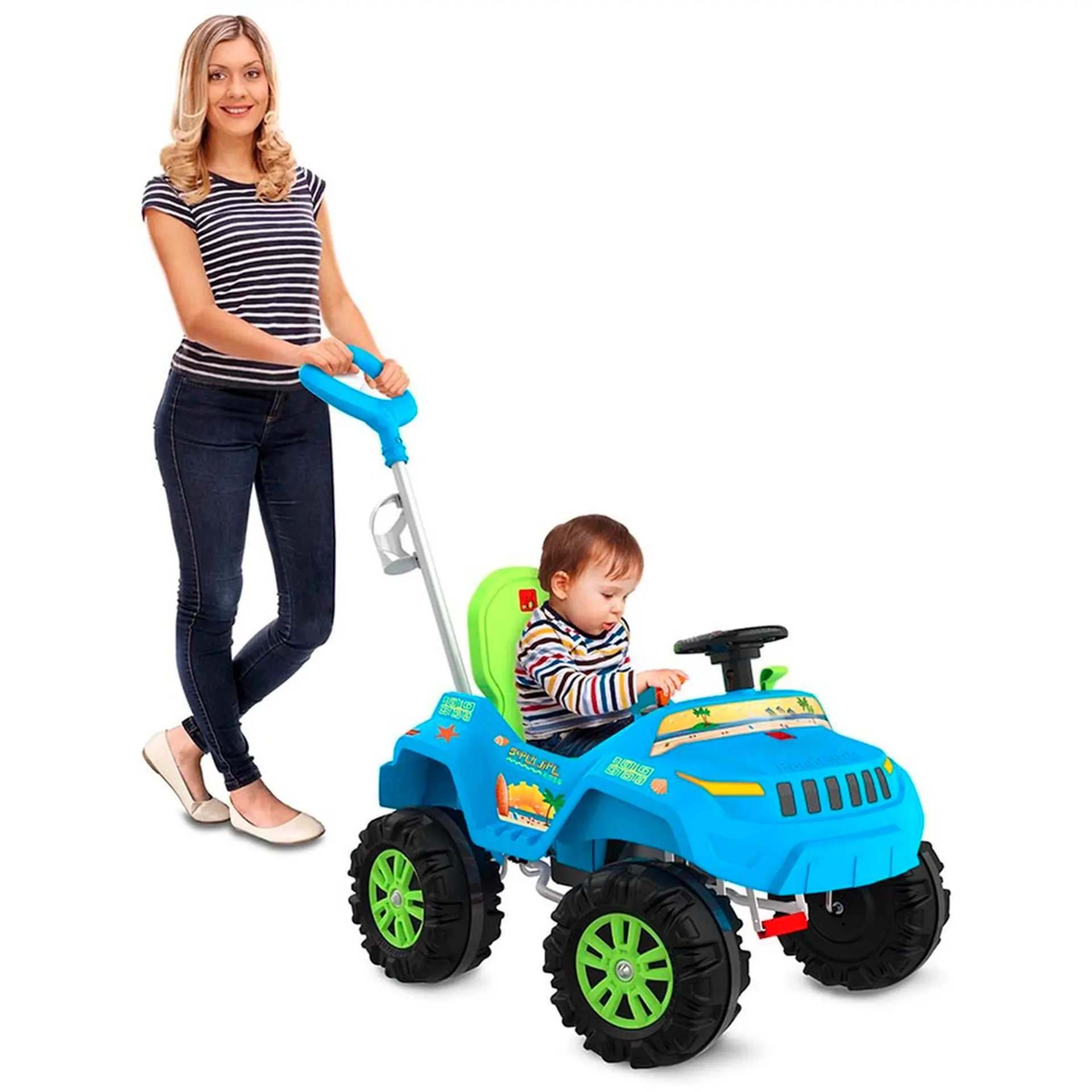 Carro de Passeio a Pedal Infantil com Buzina Bandeirante Superjipe - Azul