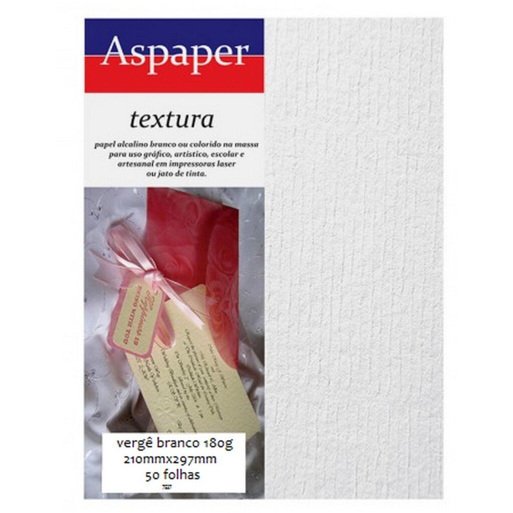 Papel Vergê Branco A4 50 Folhas 180 Gramas Usa Folien - 7637