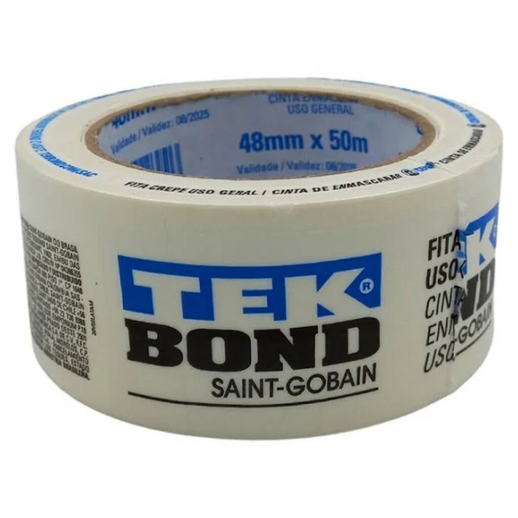 Fita Crepe 48mm x 50 Metros Branco Unitário - Tekbond - 78072708178