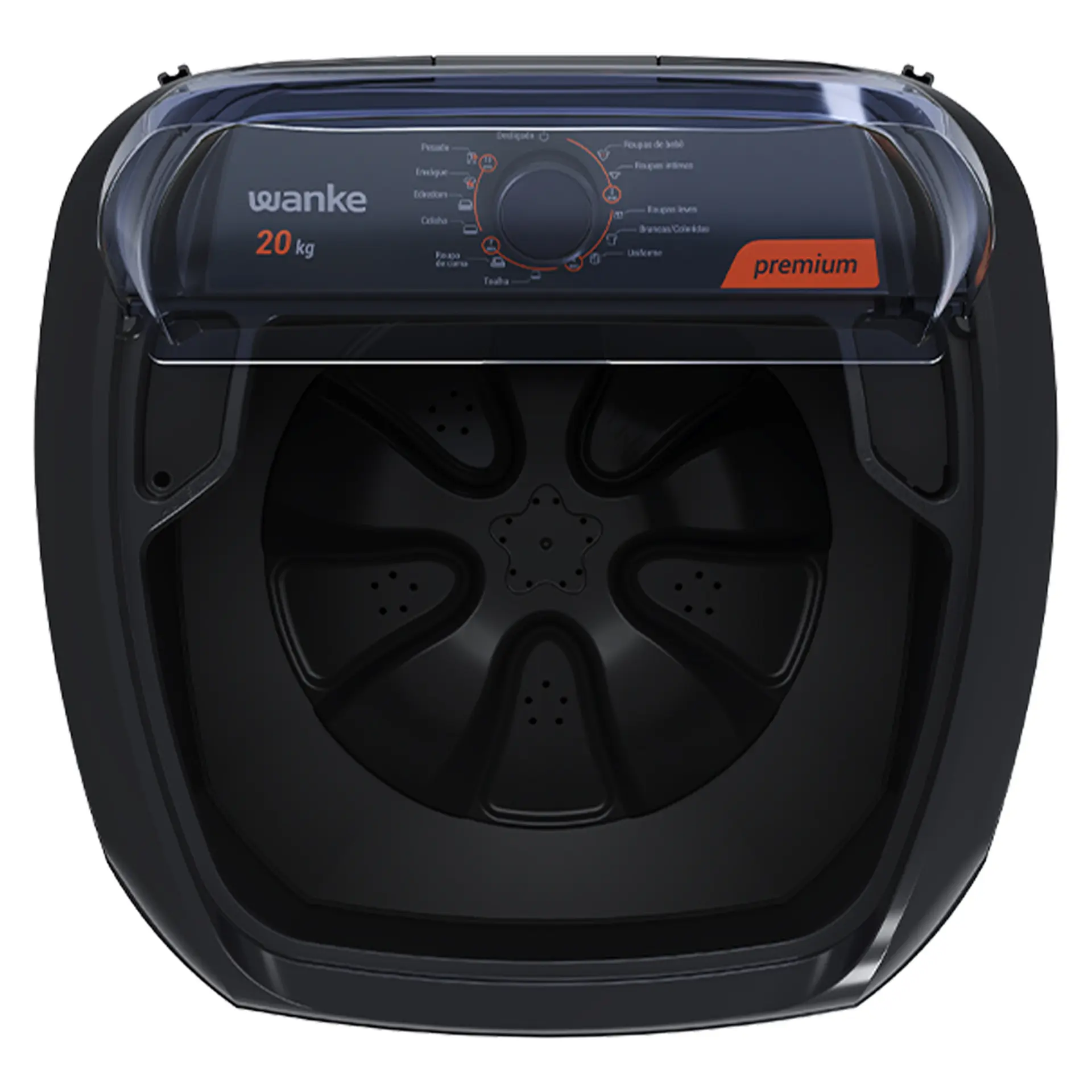Tanquinho Wanke Premium 20kg Semiautomático 10 programas LWBE201T3 - Preto - 110 Volts