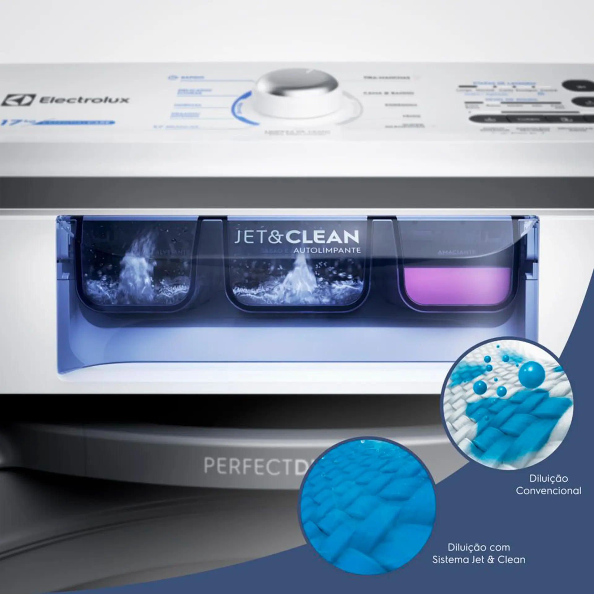 Máquina de Lavar Electrolux Essential Care 17kg Jet&Clean Cesto Inox LED17 - Branco - 110 Volts
