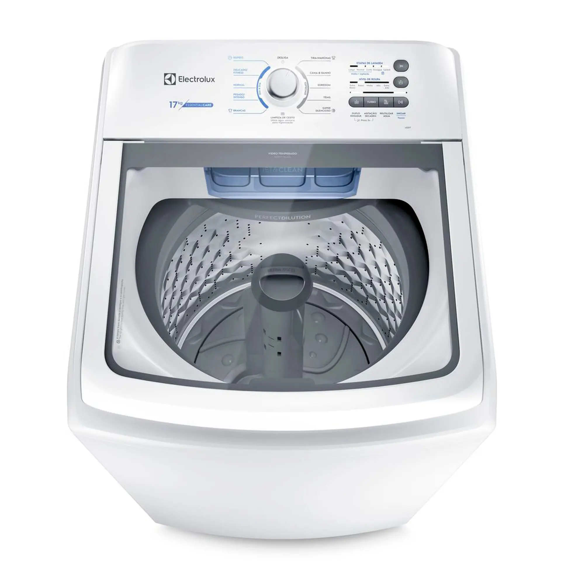 Máquina de Lavar Electrolux Essential Care 17kg Jet&Clean Cesto Inox LED17 - Branco - 110 Volts