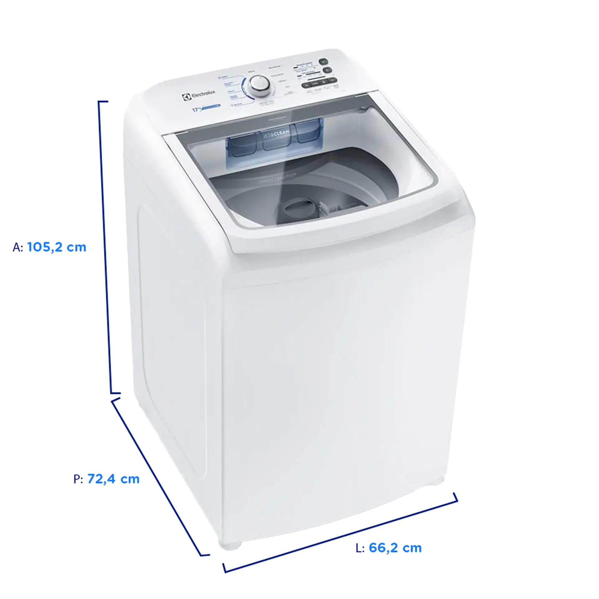 Máquina de Lavar Electrolux Essential Care 17kg Jet&Clean Cesto Inox LED17 - Branco - 110 Volts