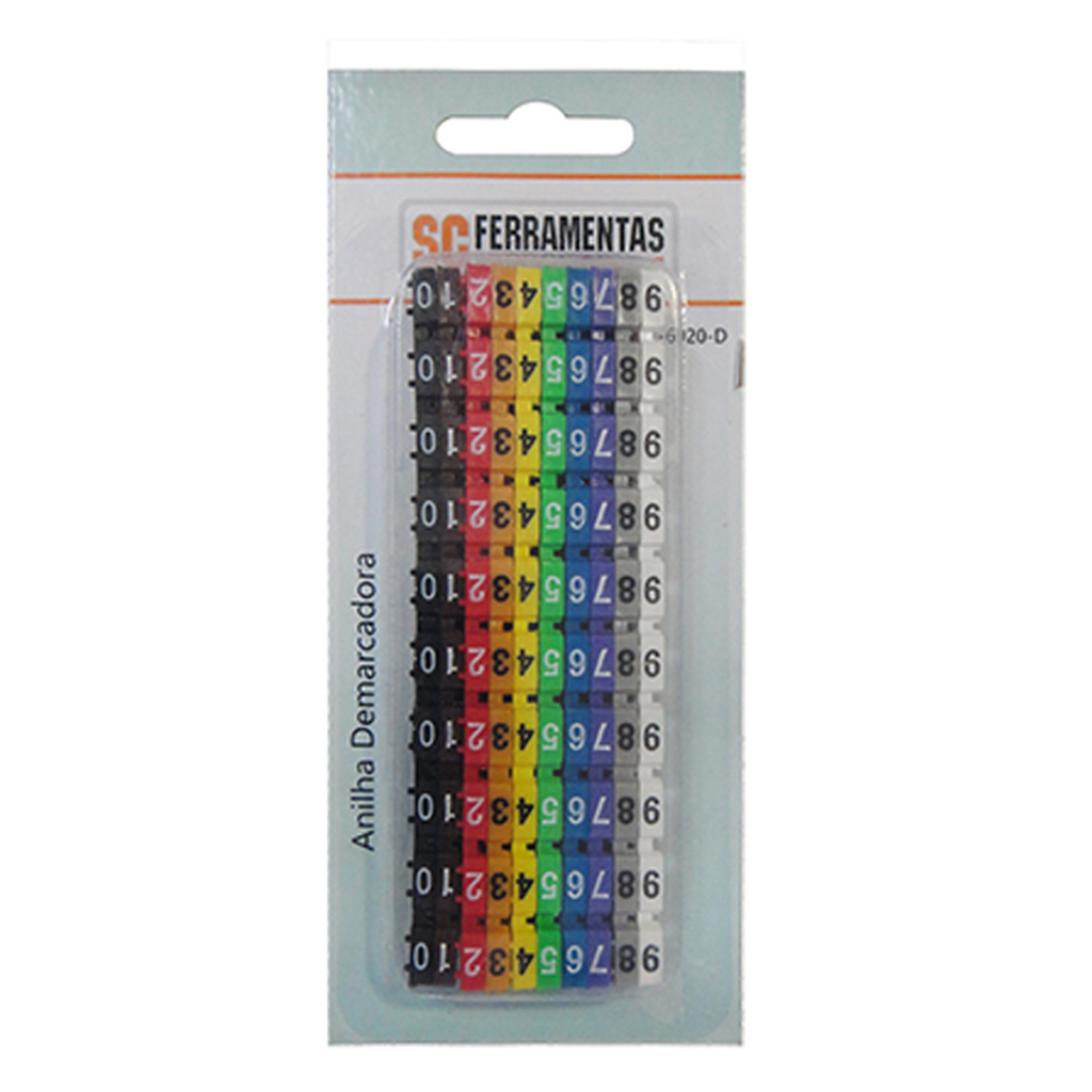 Anilha para Numerar Cabos 6mm N° de 0 A 9 Unidade Seccon SecLan - K-GL-6020-D