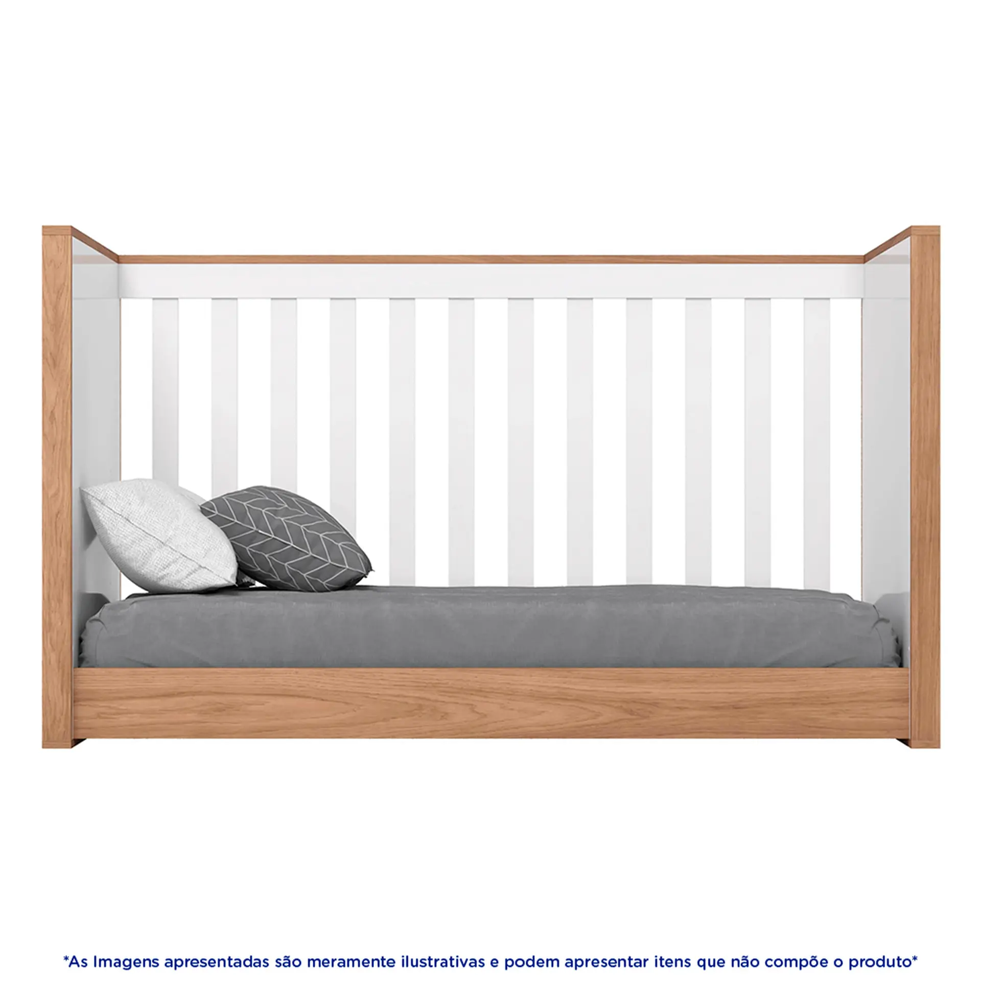 Berço 3 em 1 Mini Cama Confete Henn - Branco/Jequitiba HP