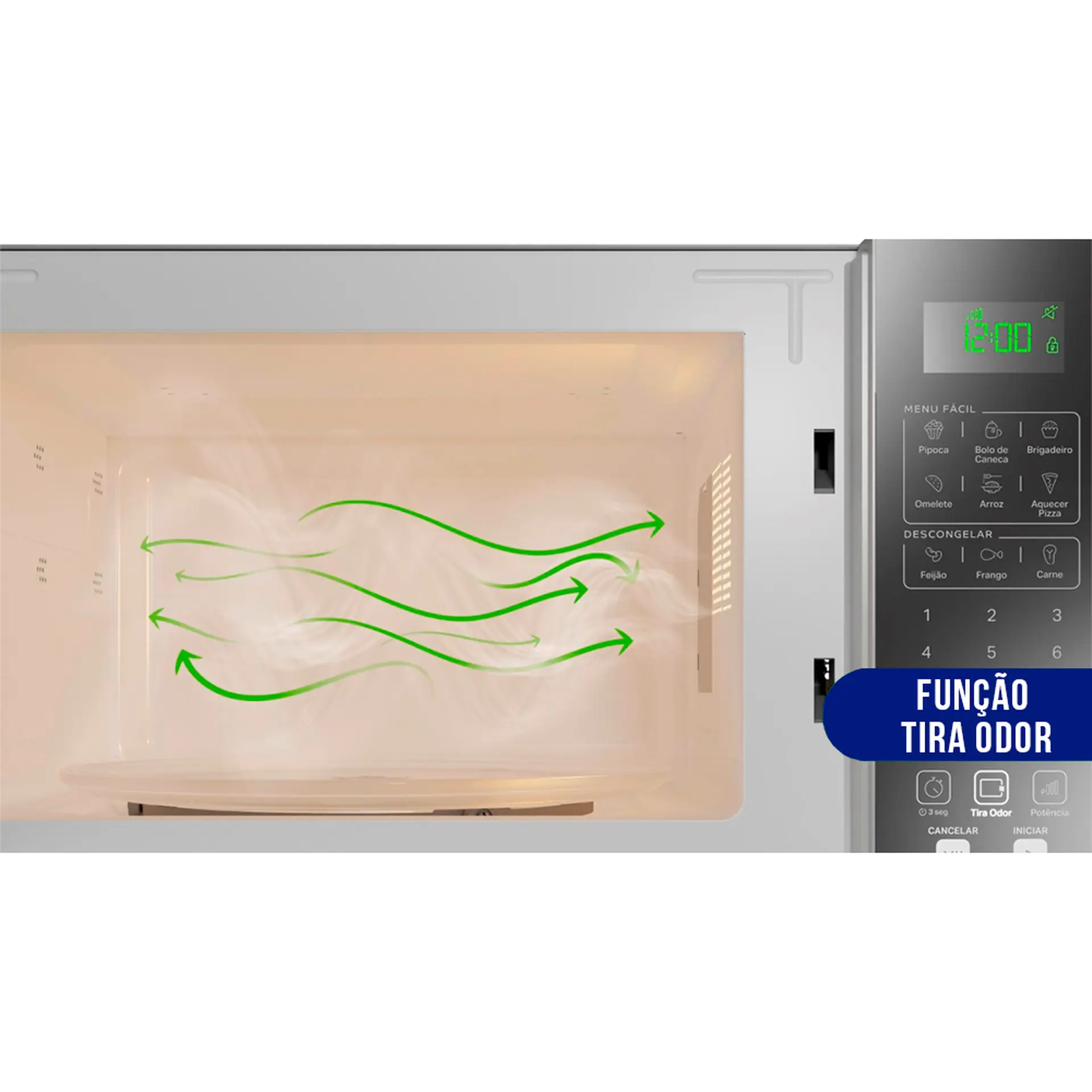 Micro-Ondas de Bancada Consul 32L 900W Espelhado Receitas Rápidas - Cinza - 110 Volts