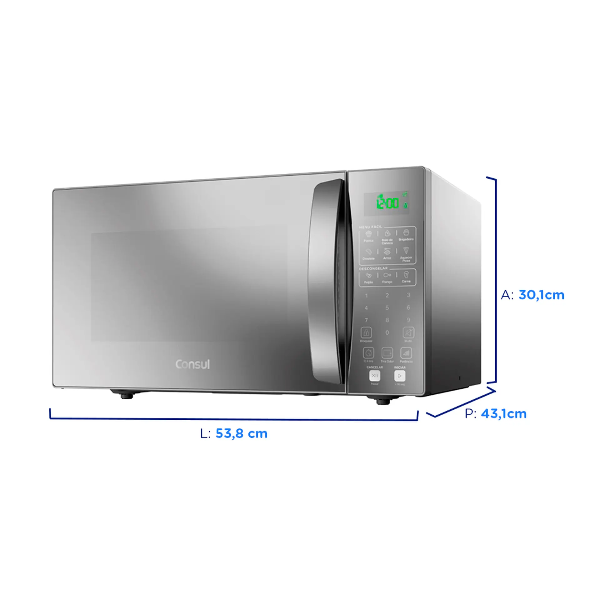 Micro-Ondas de Bancada Consul 32L 900W Espelhado Receitas Rápidas - Cinza - 110 Volts