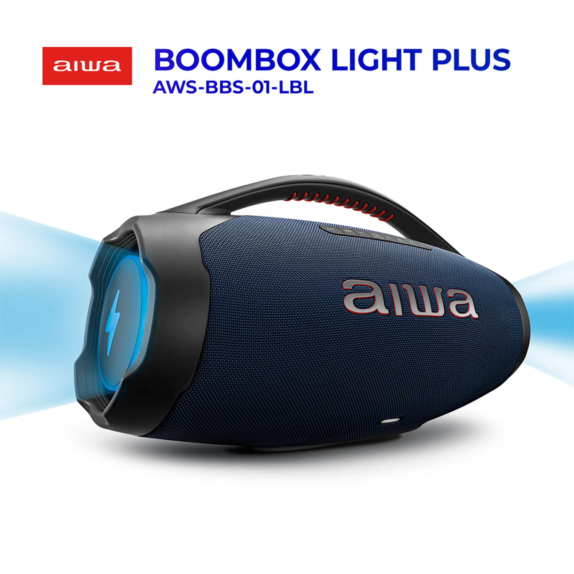 Caixa de Som Portátil Aiwa Boombox Light Plus 200W Bluetooth - Azul