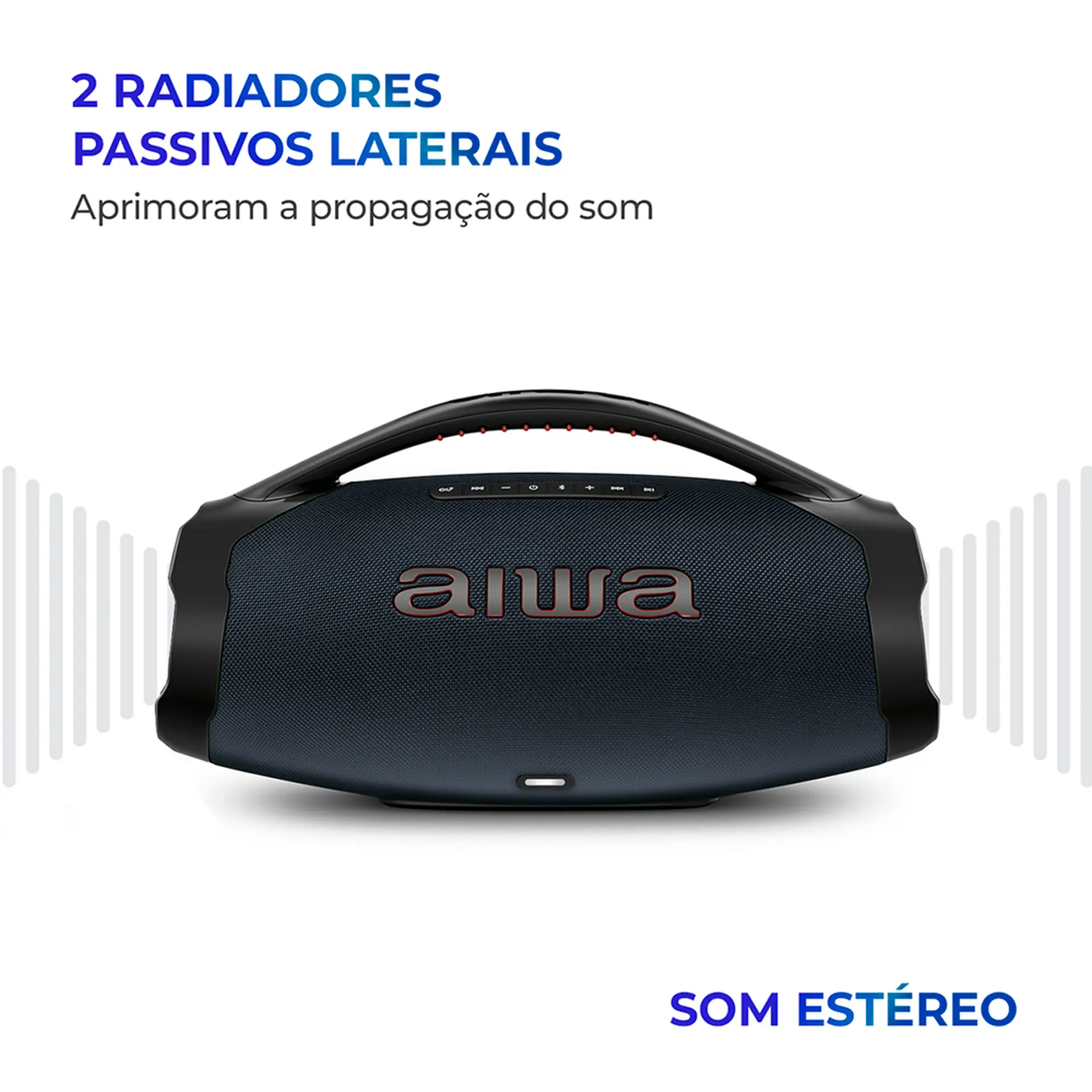 Caixa de Som Portátil Aiwa Boombox Light Plus 200W Bluetooth - Azul