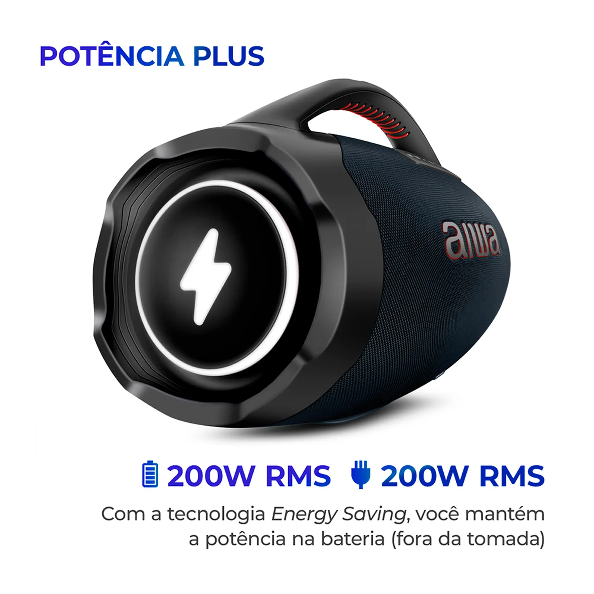Caixa de Som Portátil Aiwa Boombox Light Plus 200W Bluetooth - Azul