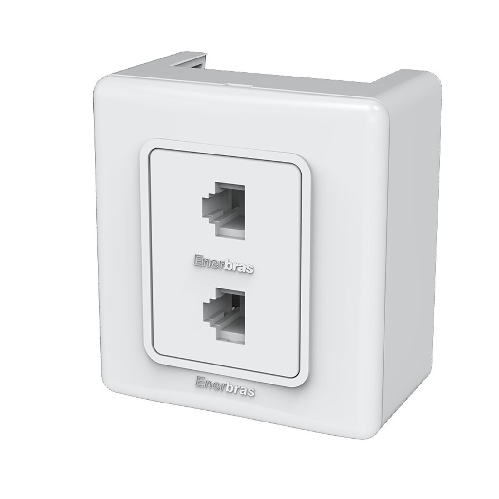 Tomada Rede RJ45 345-E2/CP  2x2 com Espelho Branco com Caixinha - Vendido Unitário