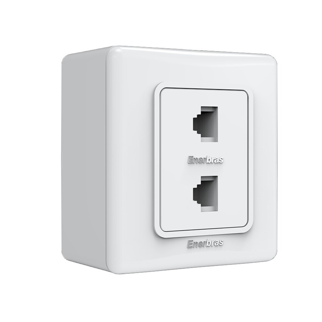 Tomada Rede RJ45 345-E2/CP  2x2 com Espelho Branco com Caixinha - Vendido Unitário