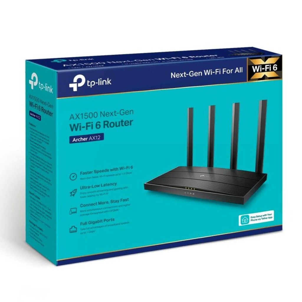 Roteador Wireless Tp-Link AX1500 Gigabit Dual Band Wi-Fi 6 com 4 Antenas - ARCHER AX12 - BR