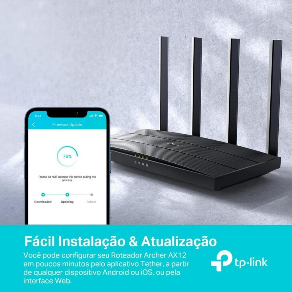 Roteador Wireless Tp-Link AX1500 Gigabit Dual Band Wi-Fi 6 com 4 Antenas - ARCHER AX12 - BR