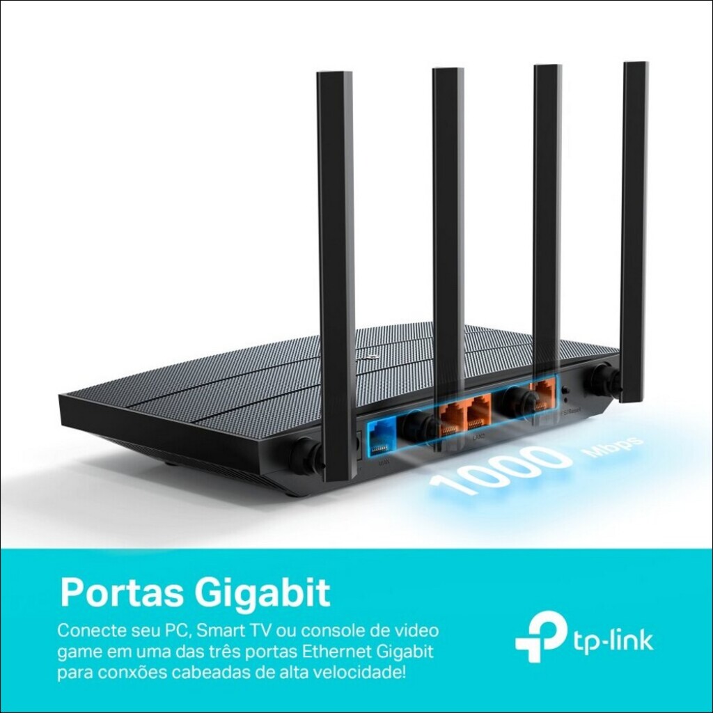 Roteador Wireless Tp-Link AX1500 Gigabit Dual Band Wi-Fi 6 com 4 Antenas - ARCHER AX12 - BR