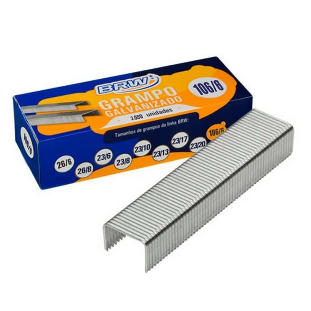 Grampos Galvanizado 106/8 Caixa com 3000 Unidades - BRW - GR1068