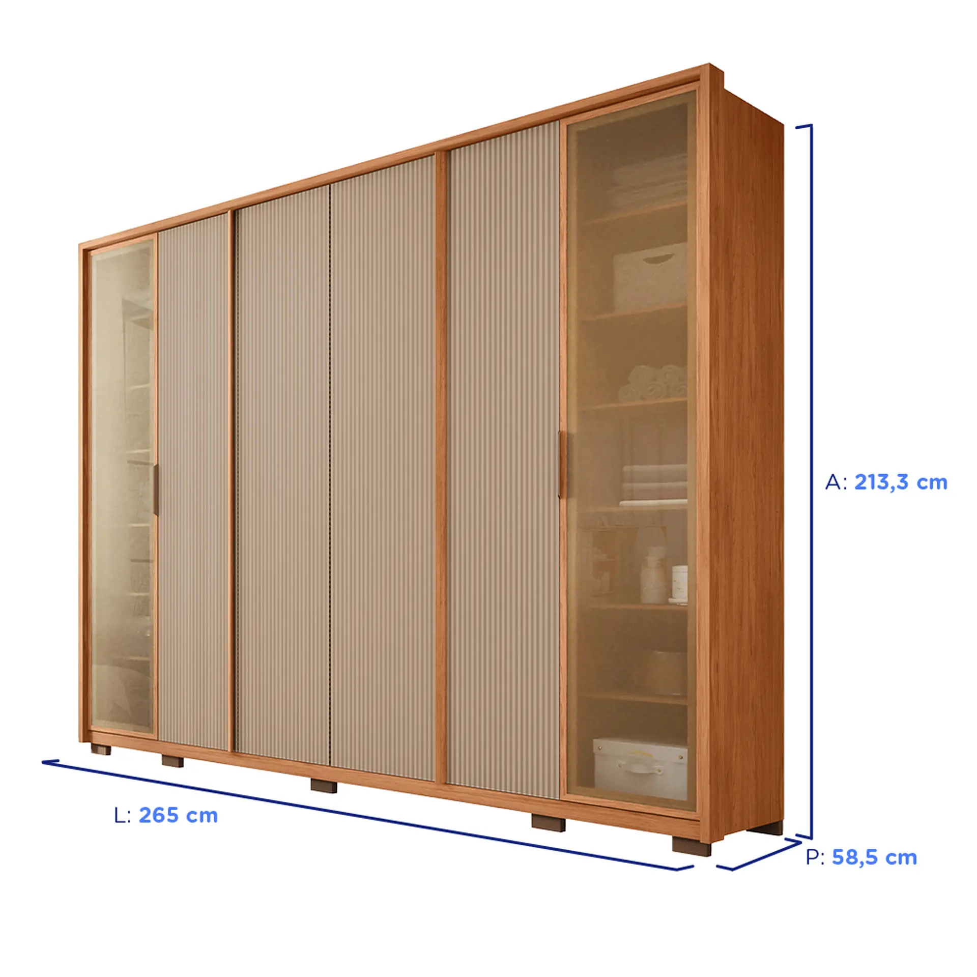 Guarda-Roupa Casal 6 Portas Bater 6 Gavetas Coari Caemmun Roupeiro - Freijo/Sued Mr