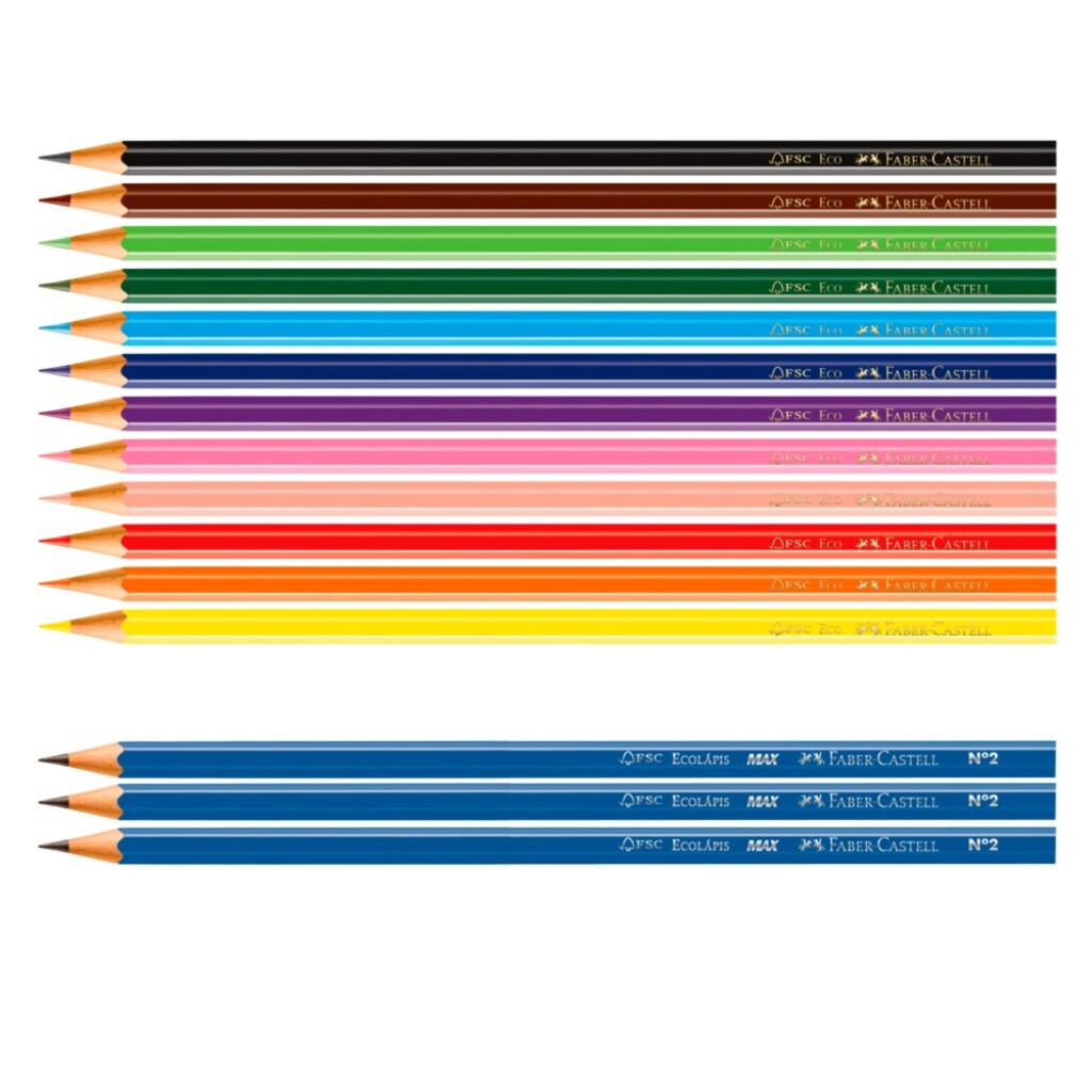 Lápis de Cor 12 Cores Sextavado + 3 Lápis - Faber Castell - 120112+3GR