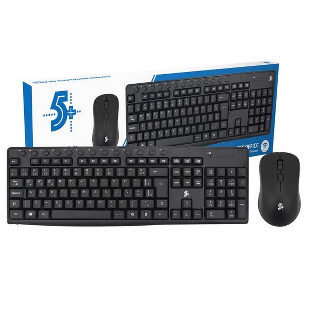 Kit Teclado + Mouse sem Fio Multimídia Office 5+ Preto 0150079