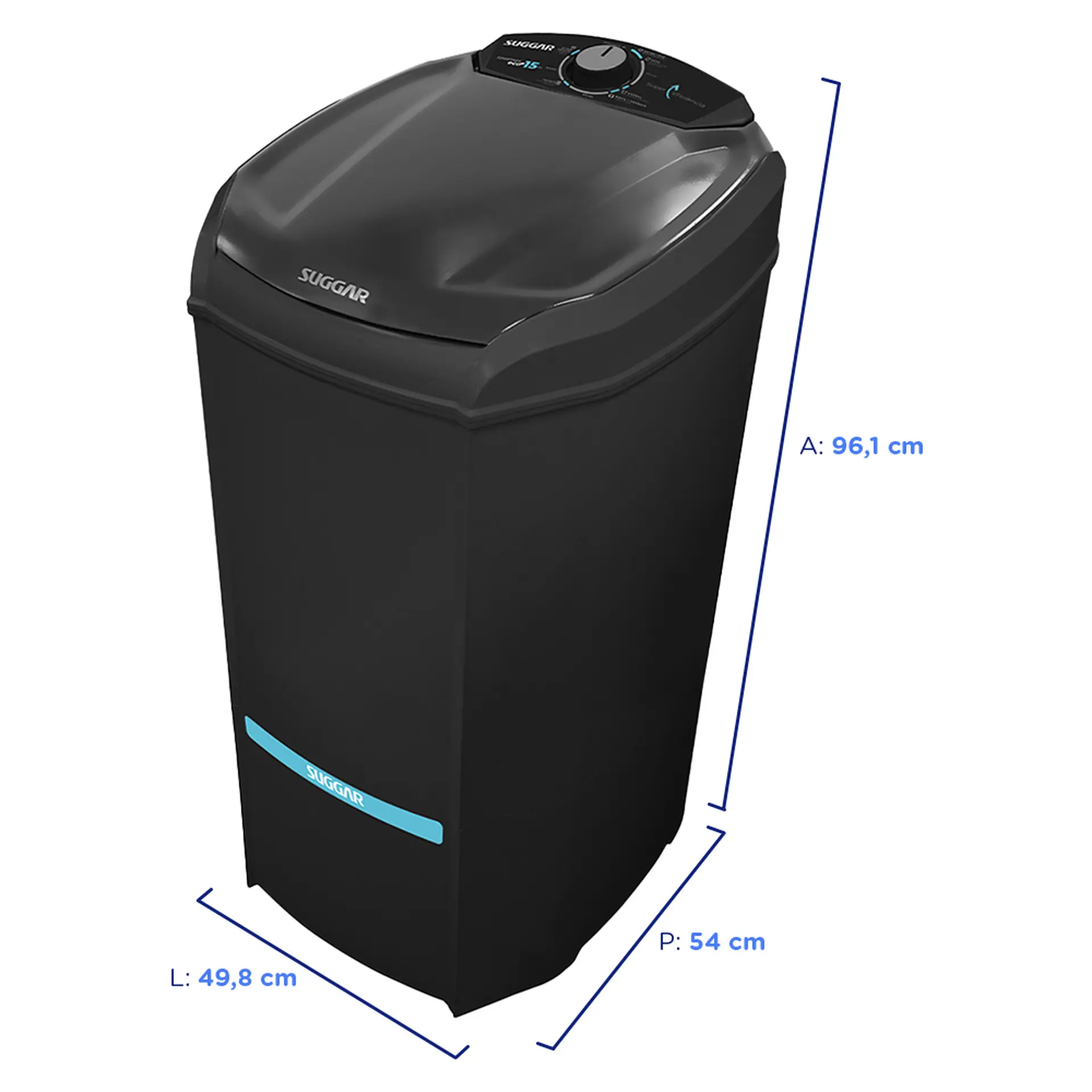 Máquina de Lavar Suggar LavaMax Eco 15kg Semiautomática Filtro de Fiapos LE152 - Preto - 110 Volts