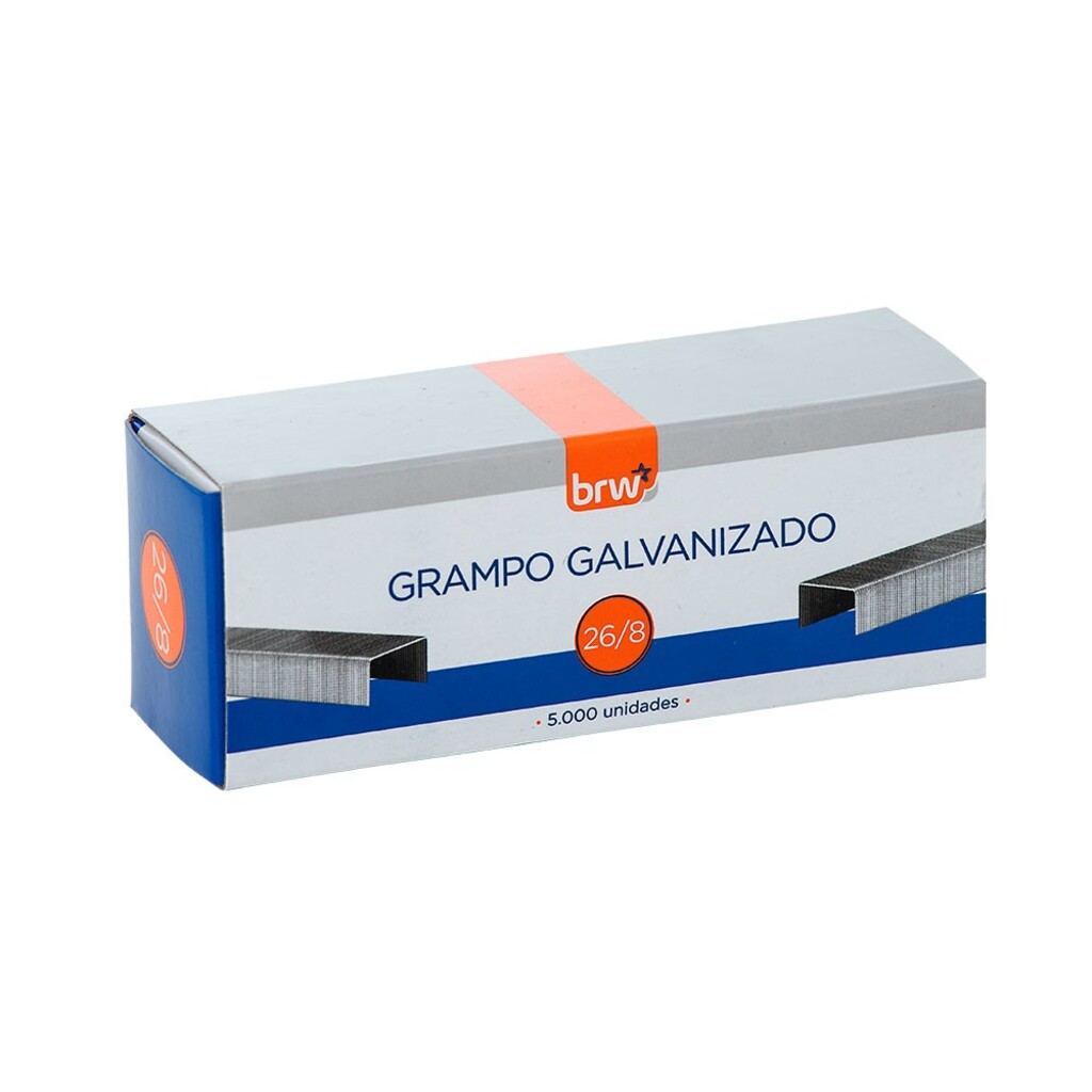 Grampos Galvanizado 26/8 Caixa com 5000 Unidades - BRW - GR2608