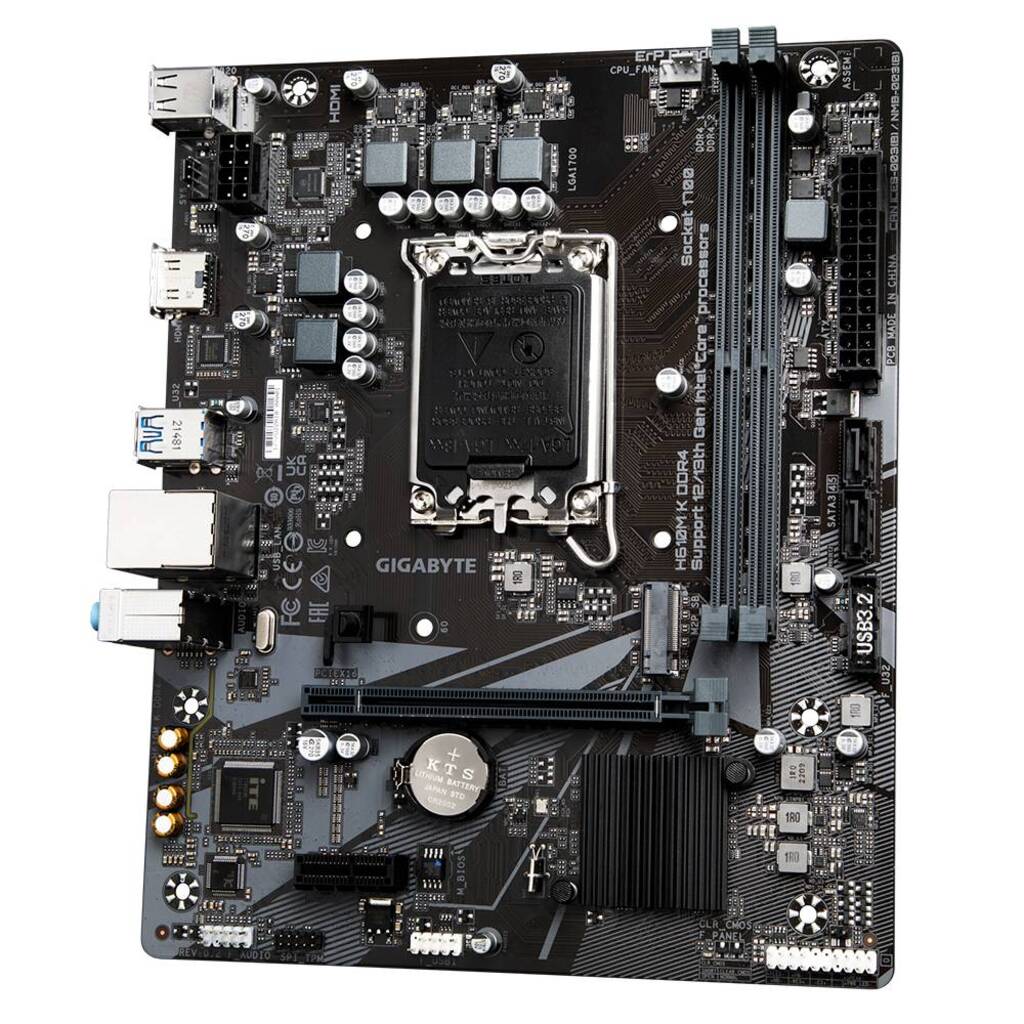 Placa Mãe Gigabyte H610M-K para Intel LGA-1700-G12 Memória DDR4 Som Vídeo e Rede